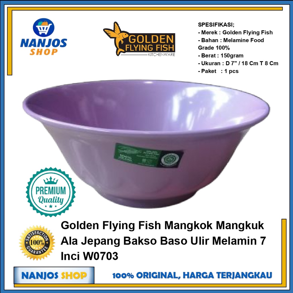 Golden Mangkok Mangkuk Ala Jepang Bakso Baso Ulir Melamin 7 Inci W0703