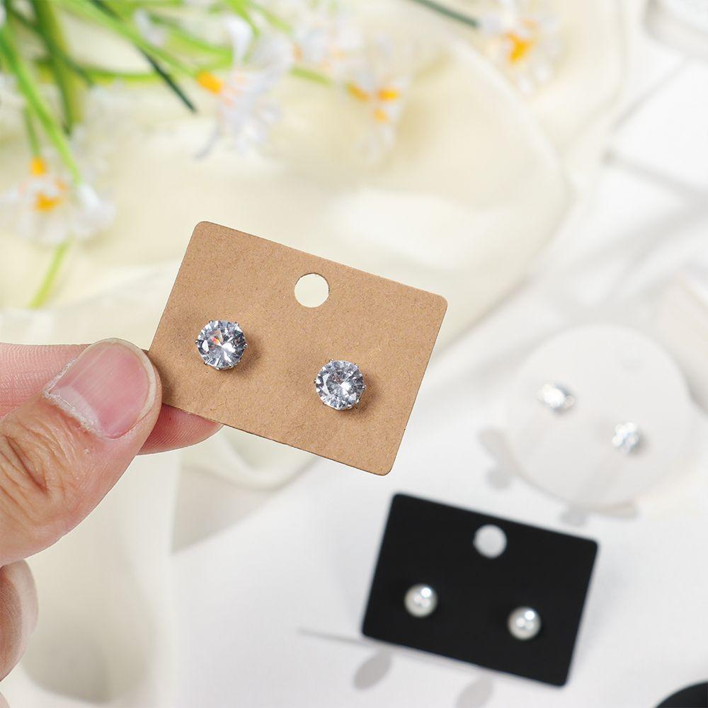 Chookyy 100pcs Kartu Display Anting Putih Kosong Display Anting Persegi Diameter 4.5cm