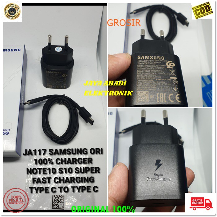 J117 SAMSUNG ORIGINAL 3A ADAPTOR 25 WATT CAS CASAN SUPER FAST CHARGING USB TYPE C TIPE C CHARGER CHARGE FLASH TRAVEL ADAPTER MULTI QUICK GALAXY NOTE MULTI GADGET BISA SEGALA GADGET YANG MENGGUNAKAN TYPE C KABEL SUPPORT FAST CHARGING HARGA TERJANGKAU