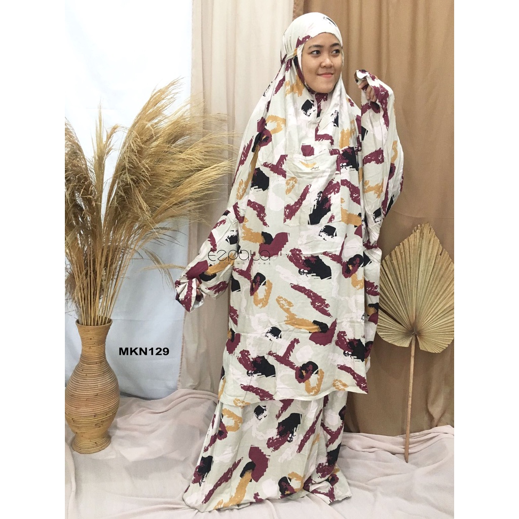 Ezpata Mukena Bali Dewasa Hadromut Jumbo Putusan Rayon Tebal Premium Motif Abstrak Bunga Floral Bahan Adem dan Halus Warna Soft Free Tas Mukena Cantik