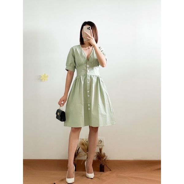 Josie Dress (Import Premium) Dress denim PREMIUM pastel green