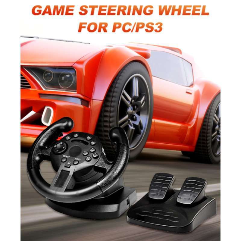 Setir Mobil Balap Game+Pedal Rem Usb Vibrasi Untuk Ps3/Pc
