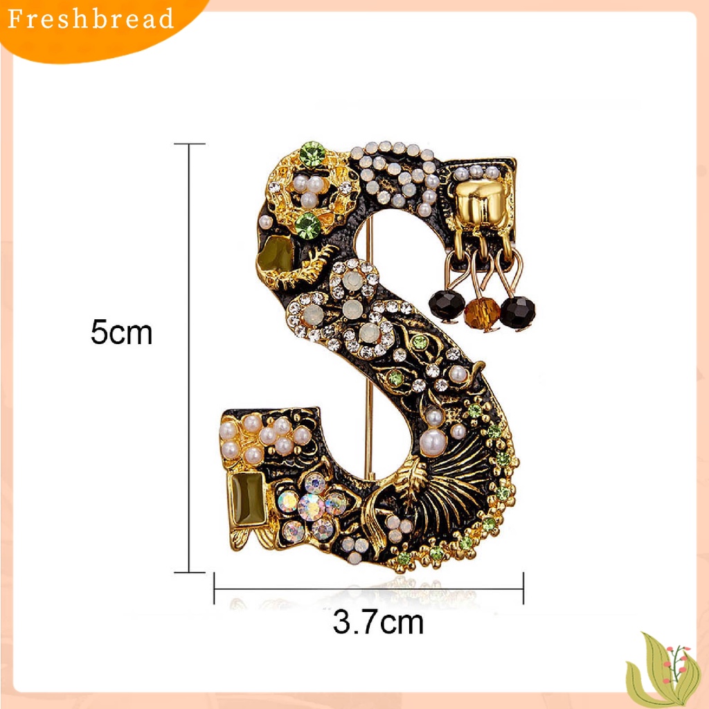 [ TERLARIS]Enamel Brooch Pin Muti-Color Fashion Letter Shape Women Rhinestone Faux Pearl Brooch Pin for Party