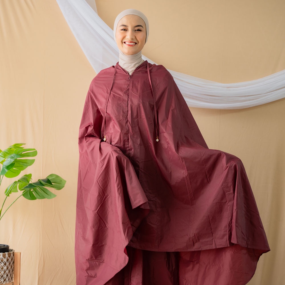 ALIF MUKENA MINI PARASUT PREMIUM KOREA TRAVEL - BURGUNDY ( MKN-044 )