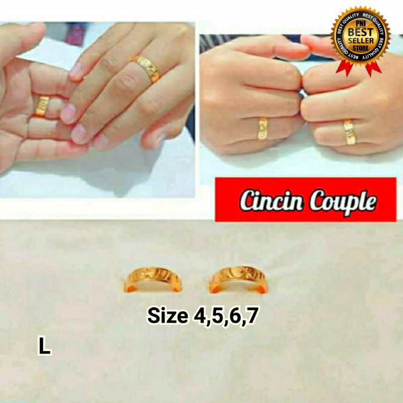 CINCIN XUPING COUPLE PRIA WANITA 2pcs MEWAH ELEGAN BAHAN LAPIS EMAS