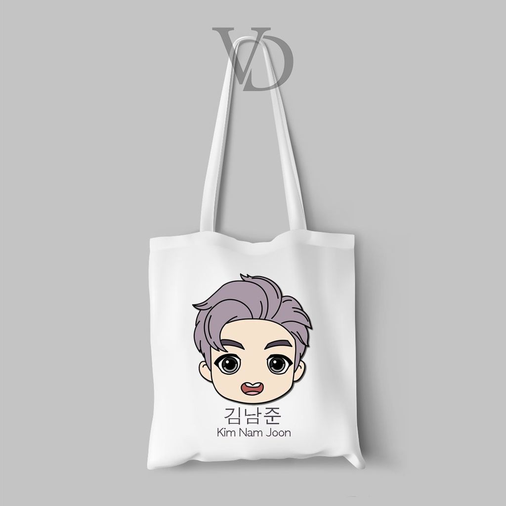 TOTE BAG BAHAN KANVAS MOTIF chibi korea kpop