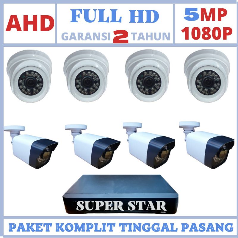 Paket cctv 16 channel 8 kamera lensa 5mp full Ahd ir sony lengkap siap pasang