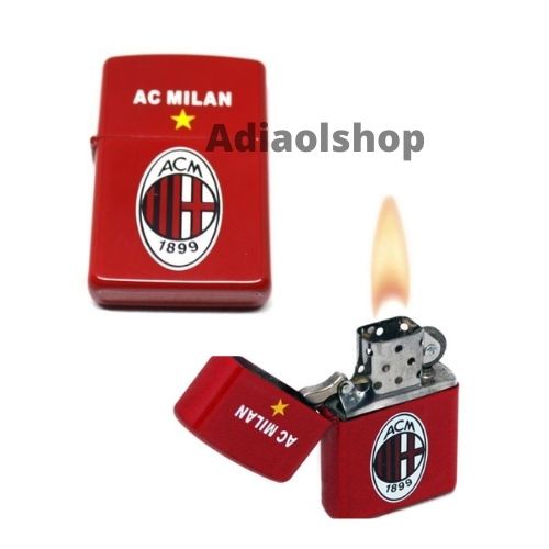 Promo Minyak Zippo + Batu + Sumbu + Korek Api Zippo AC Milan