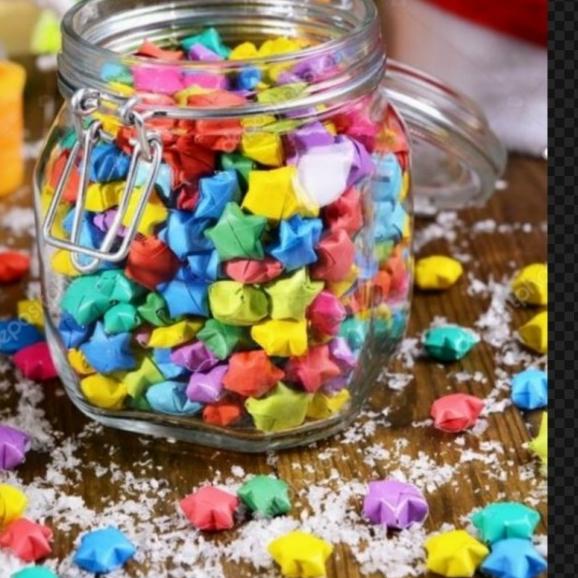 

♔ Kerta origami Bintang Luminous Glow in the Dark Star Paper - love ➶