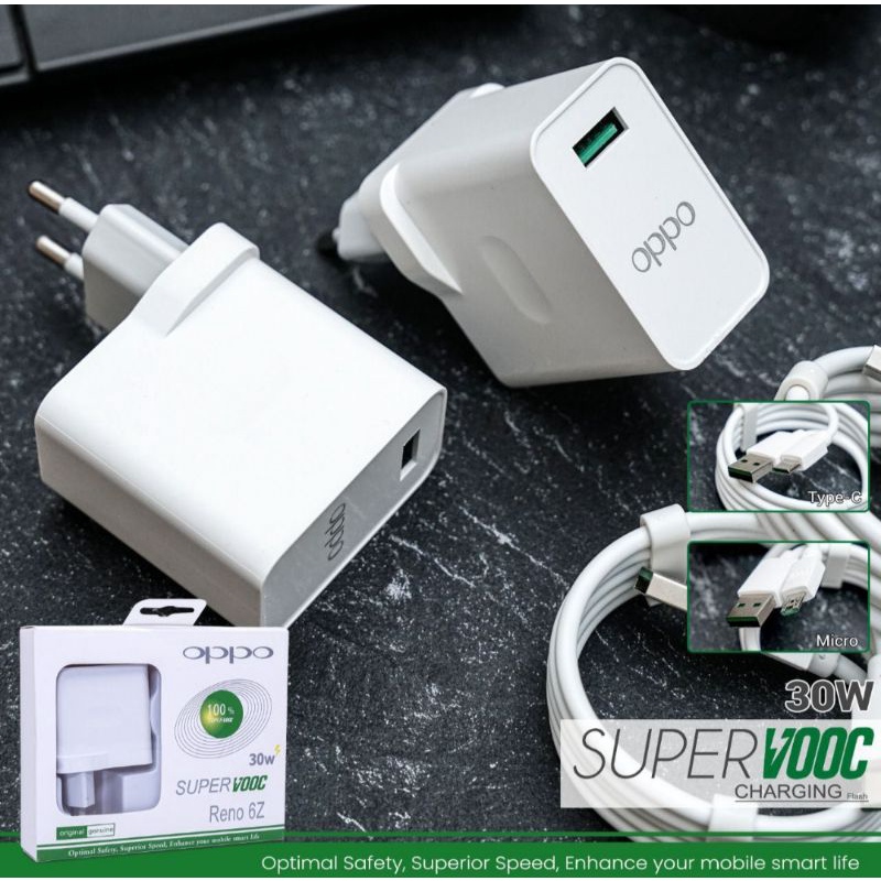 TC TRAVEL CHARGER OPPO RENO 6z 30W ORIGINAL SUPPORT FAST CHARGING MICRO&amp;TYPE-C