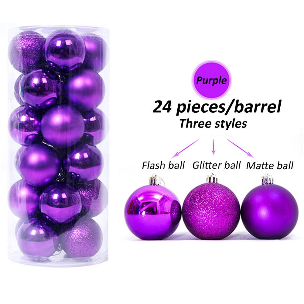 24pcs Bola Barel Gantung Bahan Plastik Matte Untuk Dekorasi Pohon Natal