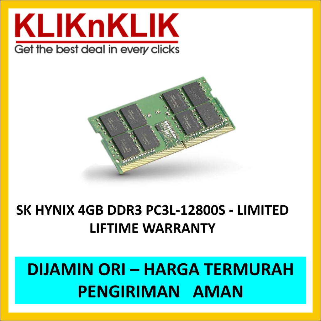 Aksesoris - SK HYNIX 4GB DDR3 PC3L-12800S - LIMITED LIFTIME WARRANTY