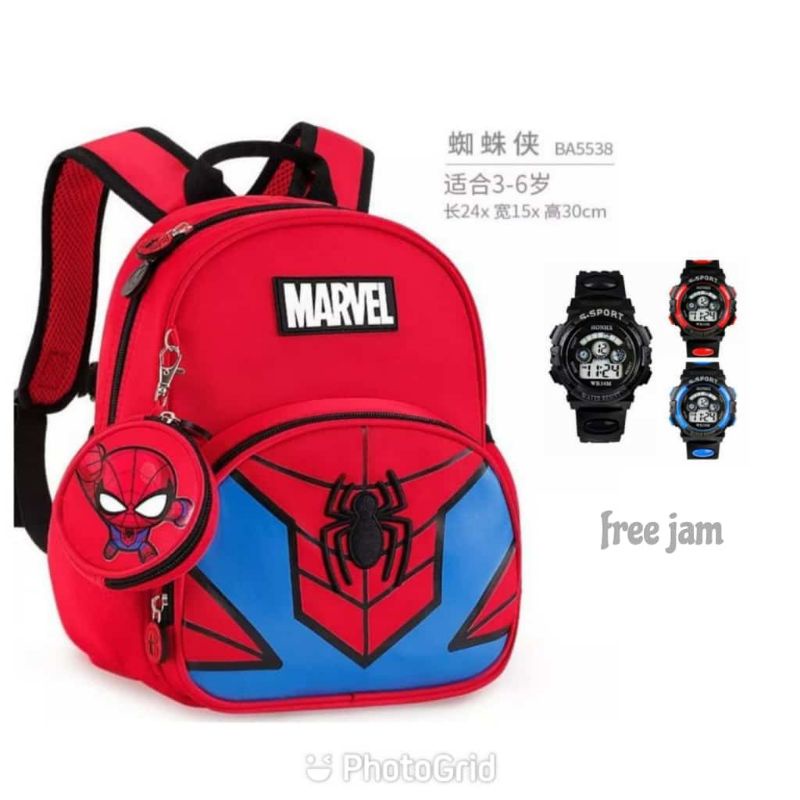 Tas Ransel anak sekolah Tk/Sd/ Free jam tangan anak Gshock