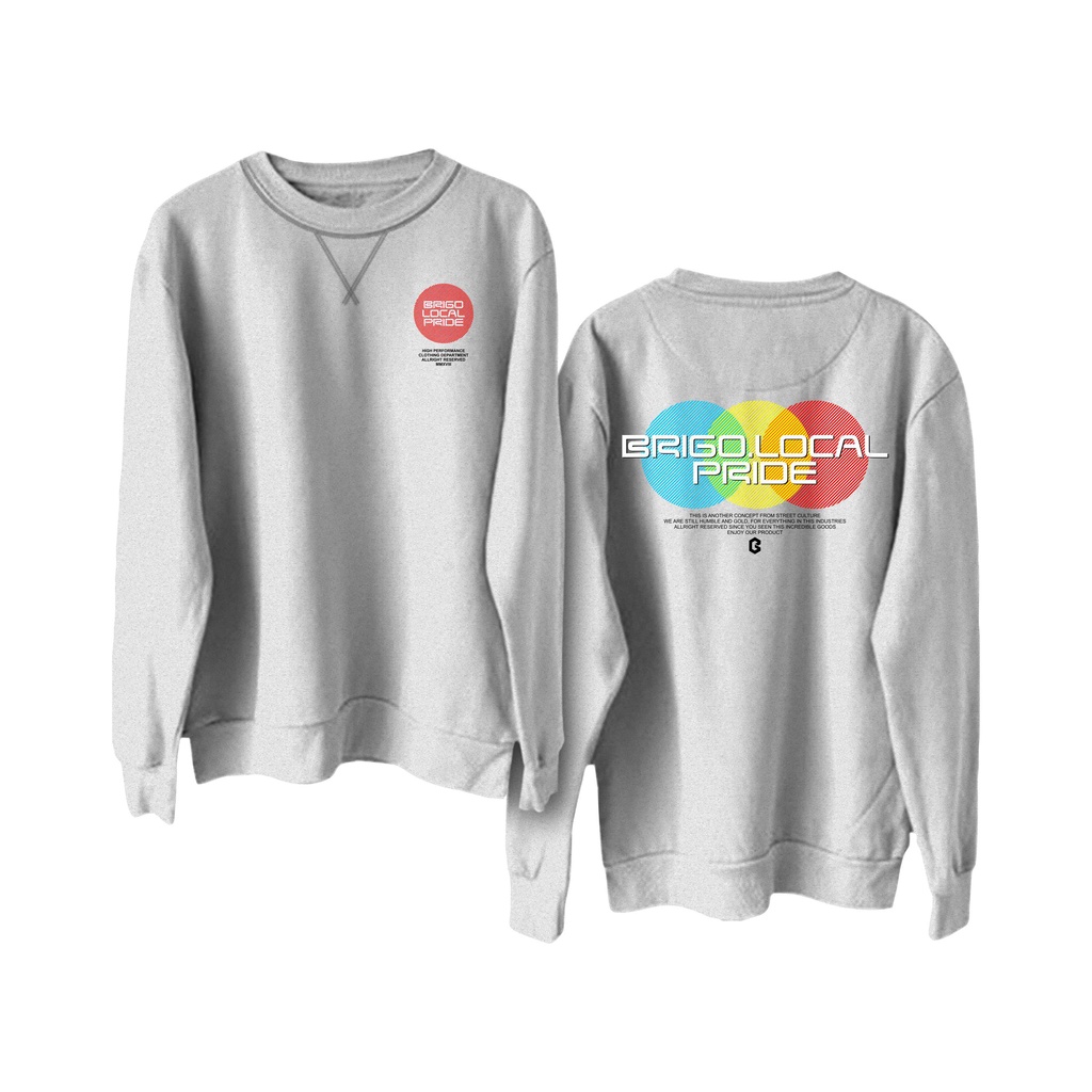 BRIGO Basic Sweatshirt  Three Circle II Sweater Crewneck BRIGO Three Circle Sablon DTF Fleece Cotton M-XXL (Pria &amp; Wanita) Free stiker&amp;Gantungan Kunci