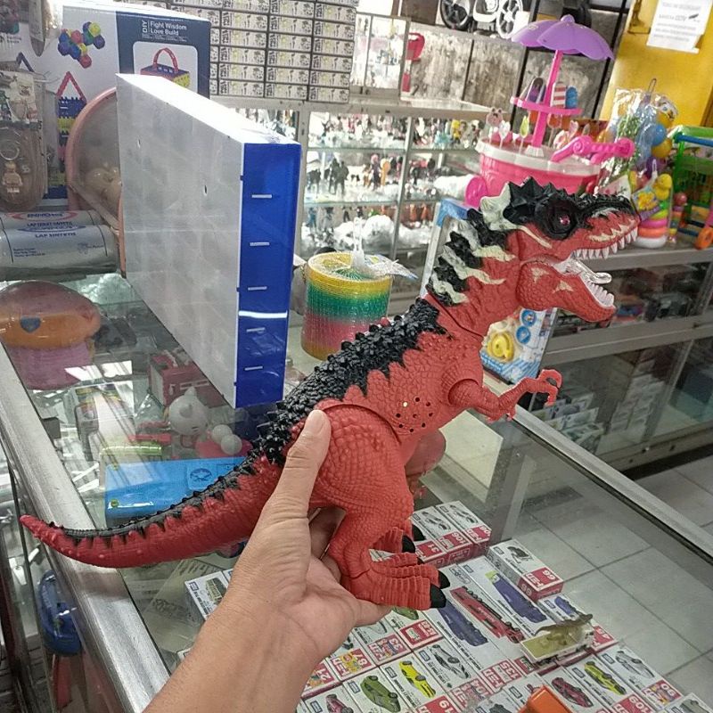mainan dinosaurus lay egg besar baterai dino t rex hijau lampu suara