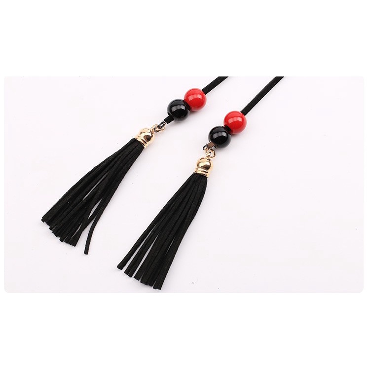 GES-02 gesper ikat pinggang wanita lilit kulit tassel rumbai import