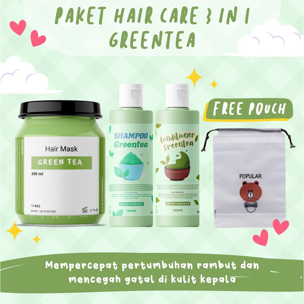 [BPOM] PAKET HAIR CARE 3IN1 FREE POUCH / HAMPERS HAIR MASK / HAMPERS HAIR CARE ISI 3 PCS-2