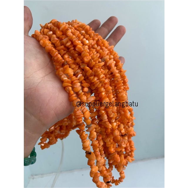 kerikil kerang mix CARNELIAN OREN ORANGE 1cm bahan gelang kalung akik