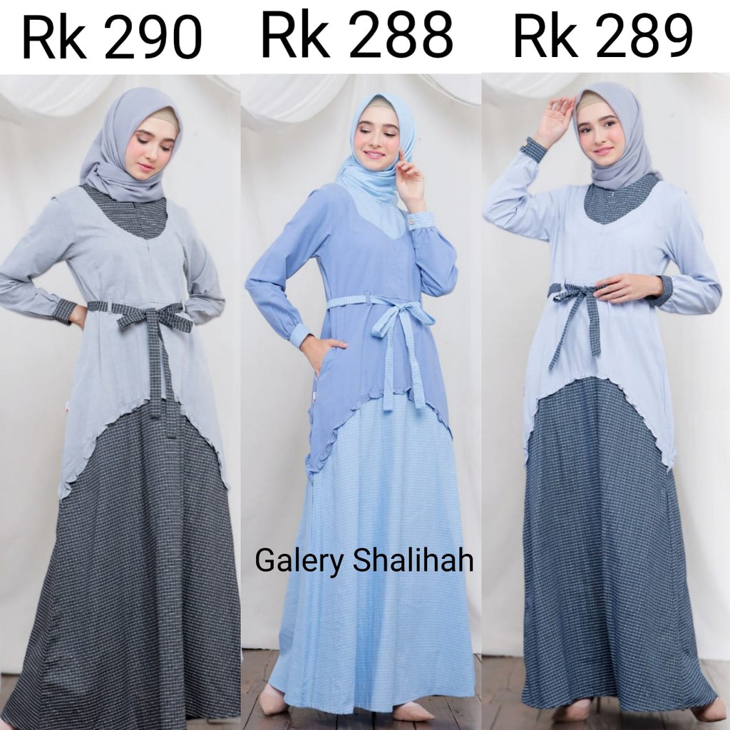 BISA COD - Terbaru Gamis Rauna RK 288 RK 289 Rk 290 Maxy Dress Remaja / Fashion Muslim