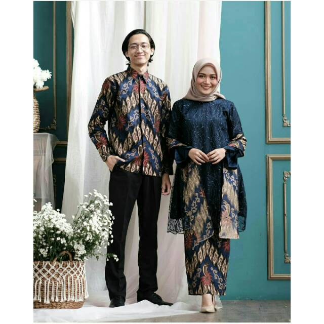 TOP PRODUK || NEW COLECTION || SET BATIK COUPLE AUREL ICE BLUE | SET COUPLE | SET KEBAYA LAMARAN | OUTFIT KEKINIAN BATIK KEBAYA MODERN