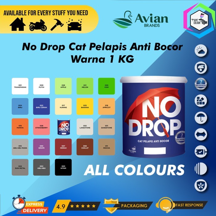 NO DROP Cat Pelapis Anti Bocor 1KG - All Colour - 001 TRANSPARAN