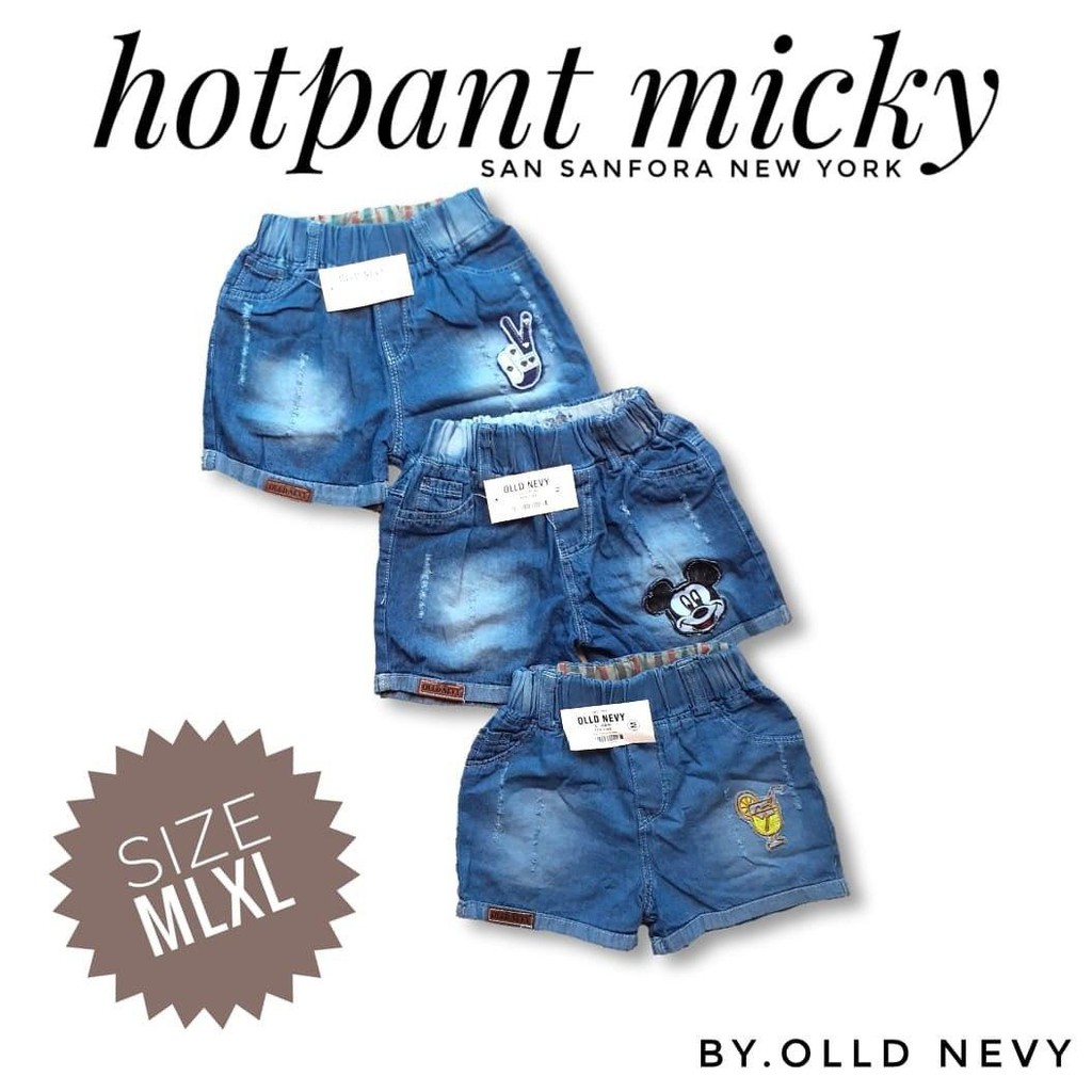 Celana Pendek Jeans Anak Perempuan / Hotpants Jeans Mickey Anak Cewek