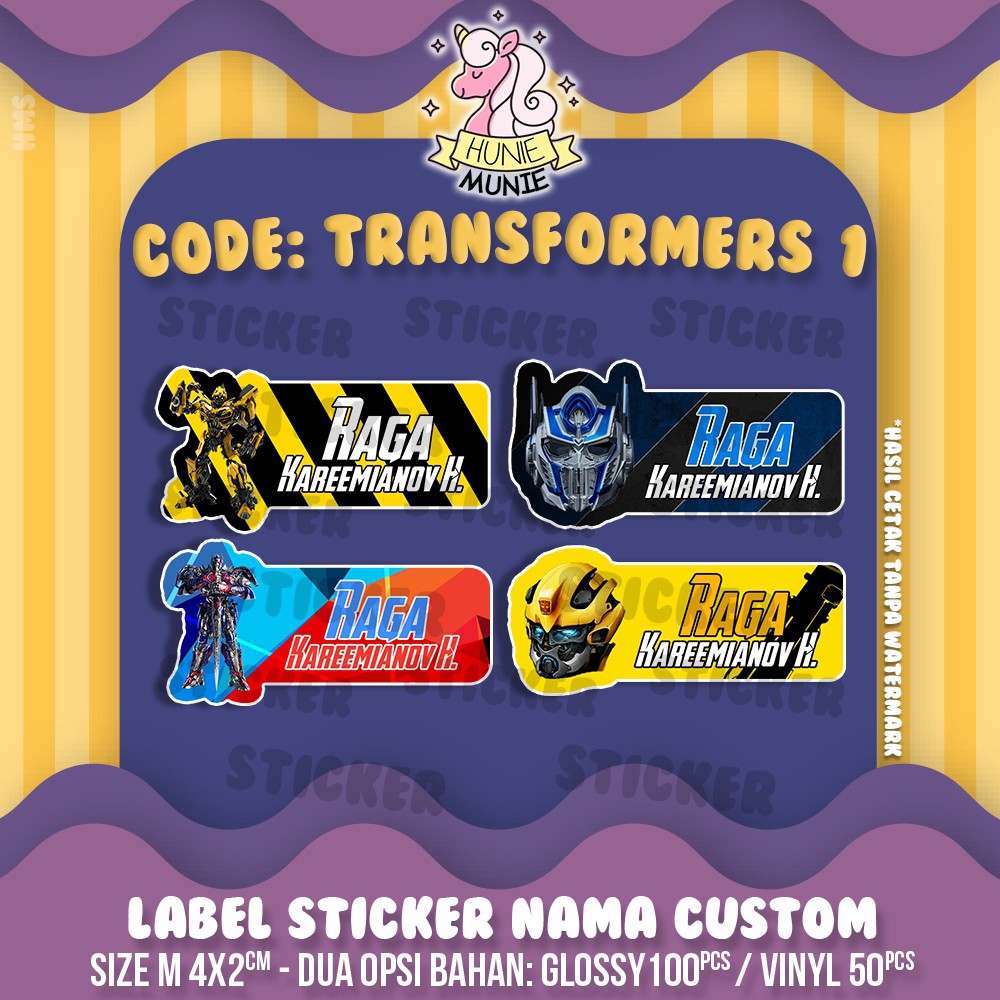 

Sticker Label Nama - Transformers (100 PCS) Stiker