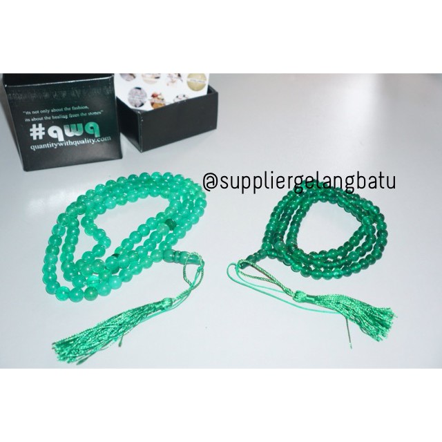 tasbih batu Giok Hijau 99 butir premium tasbeh green jade alam akik aksesoris fashionita pria wanita