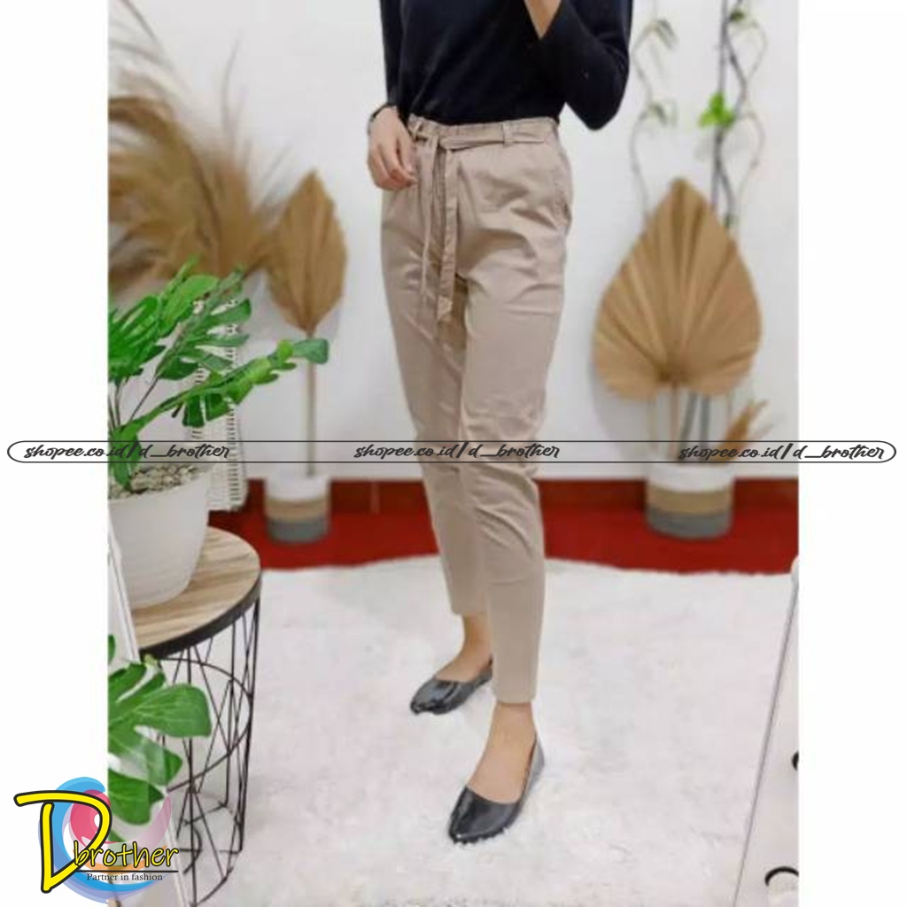 Baggy Pants Harem Katun Strecth Pinggang Tali SIZE JUMBO &amp; STANDART Baggy Pants Tali Katun Poplin