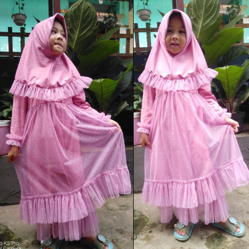 gamis anak double dot