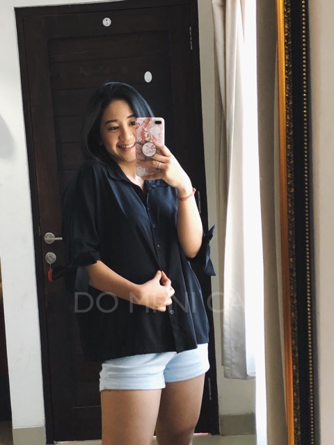CINDY OVERSIZED SHIRT | kemeja wanita oversize lengan pendek bahan rayon-5