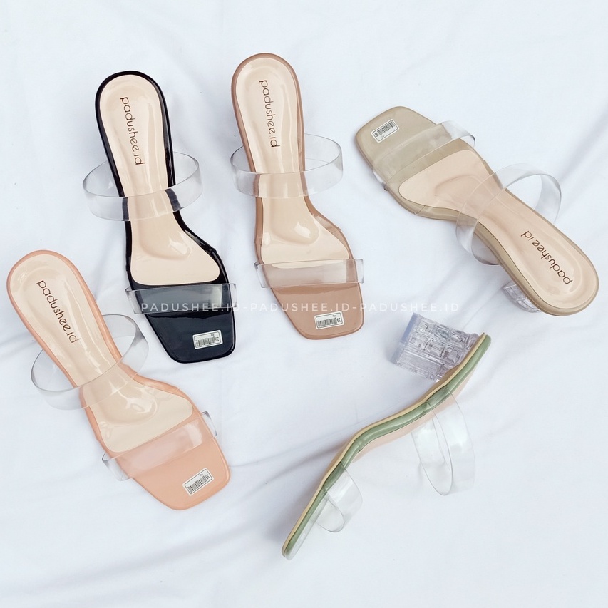 Padushee.id - sandal wanita || NOVITA || heels kaca 5 cm