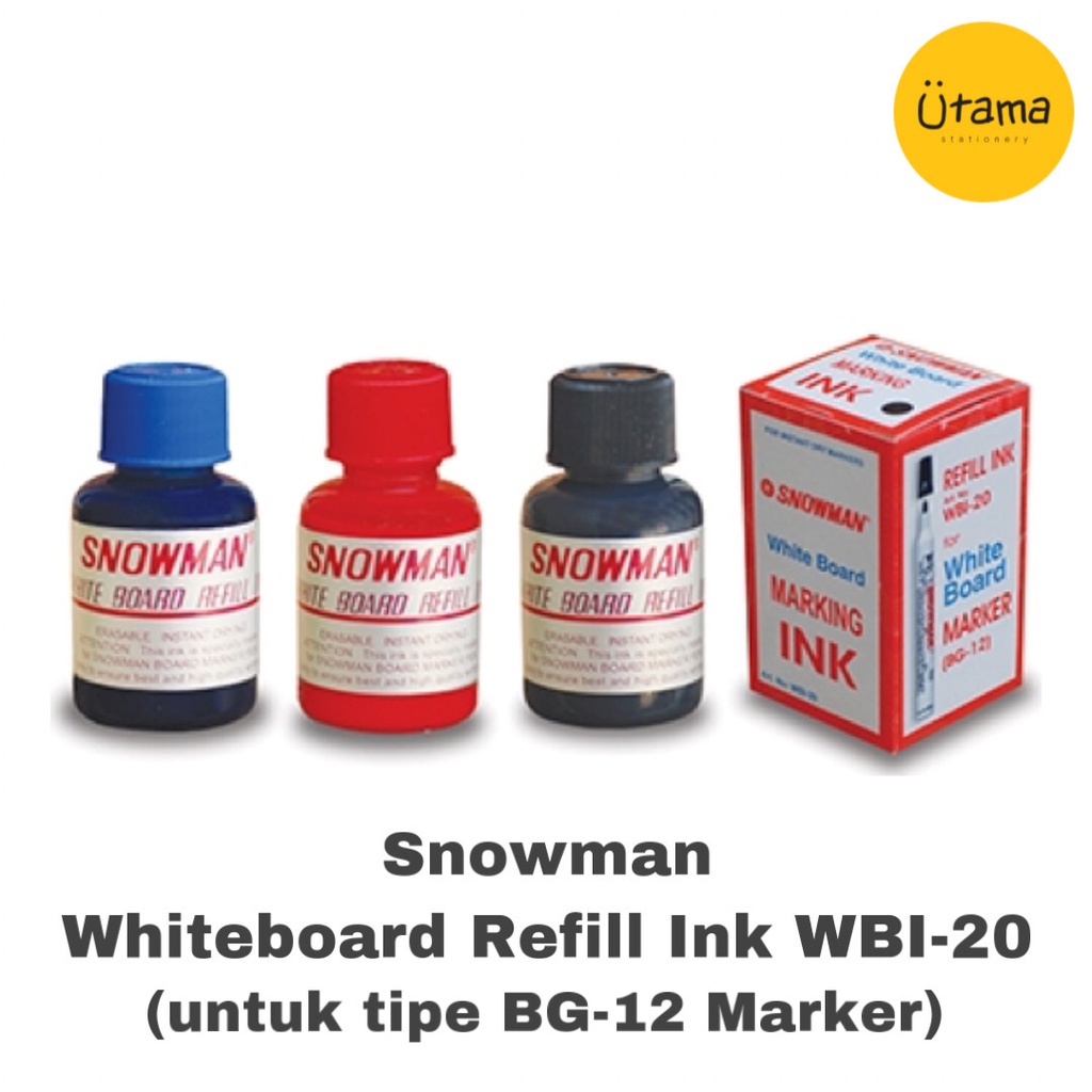 

Refill Spidol White Board Snowman BG-12 (Hitam Biru Merah Hijau WBI-20)/Tinta/Refil/Isi Ulang BG12