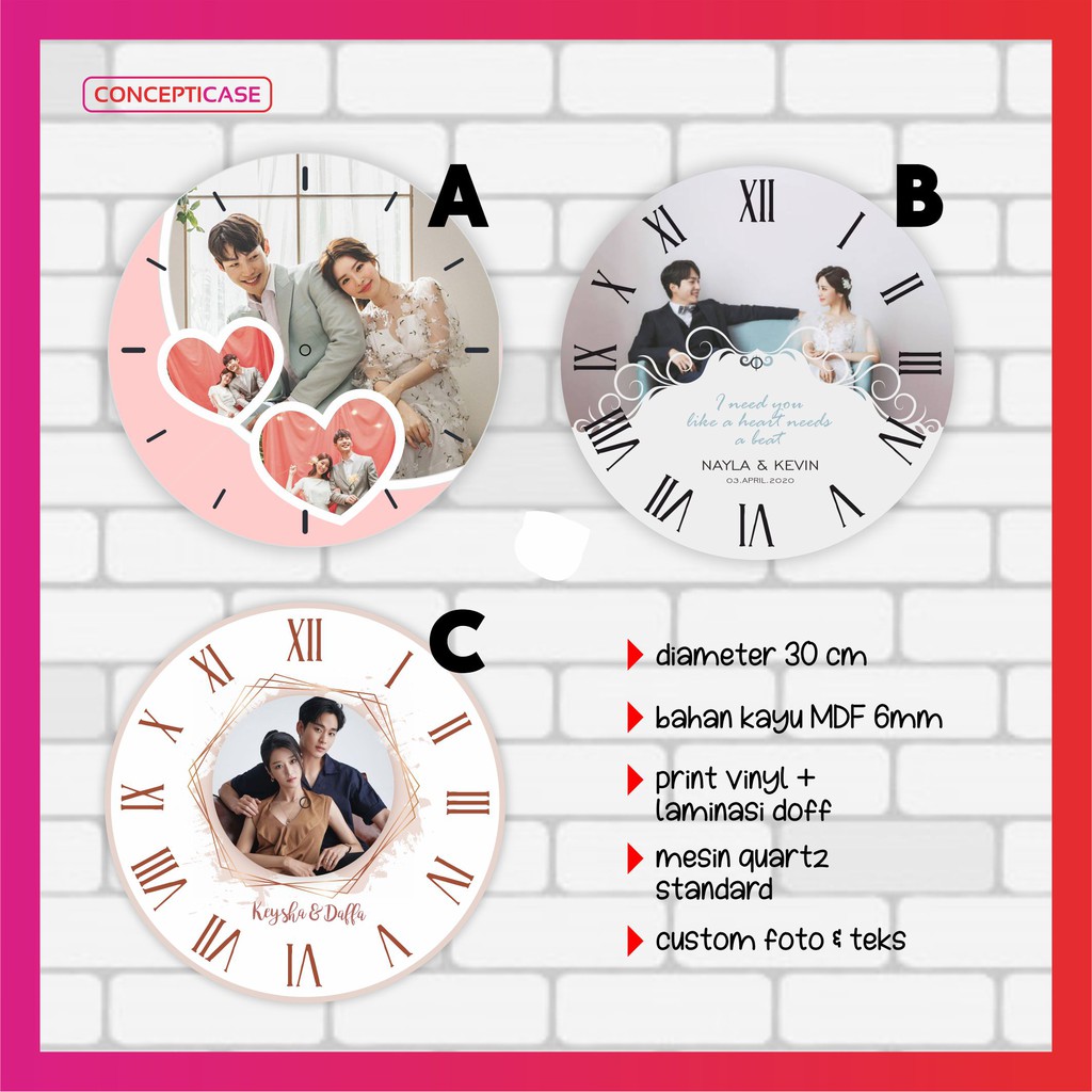 JAM DINDING KAYU CUSTOM FOTO DAN FREE TULISAN