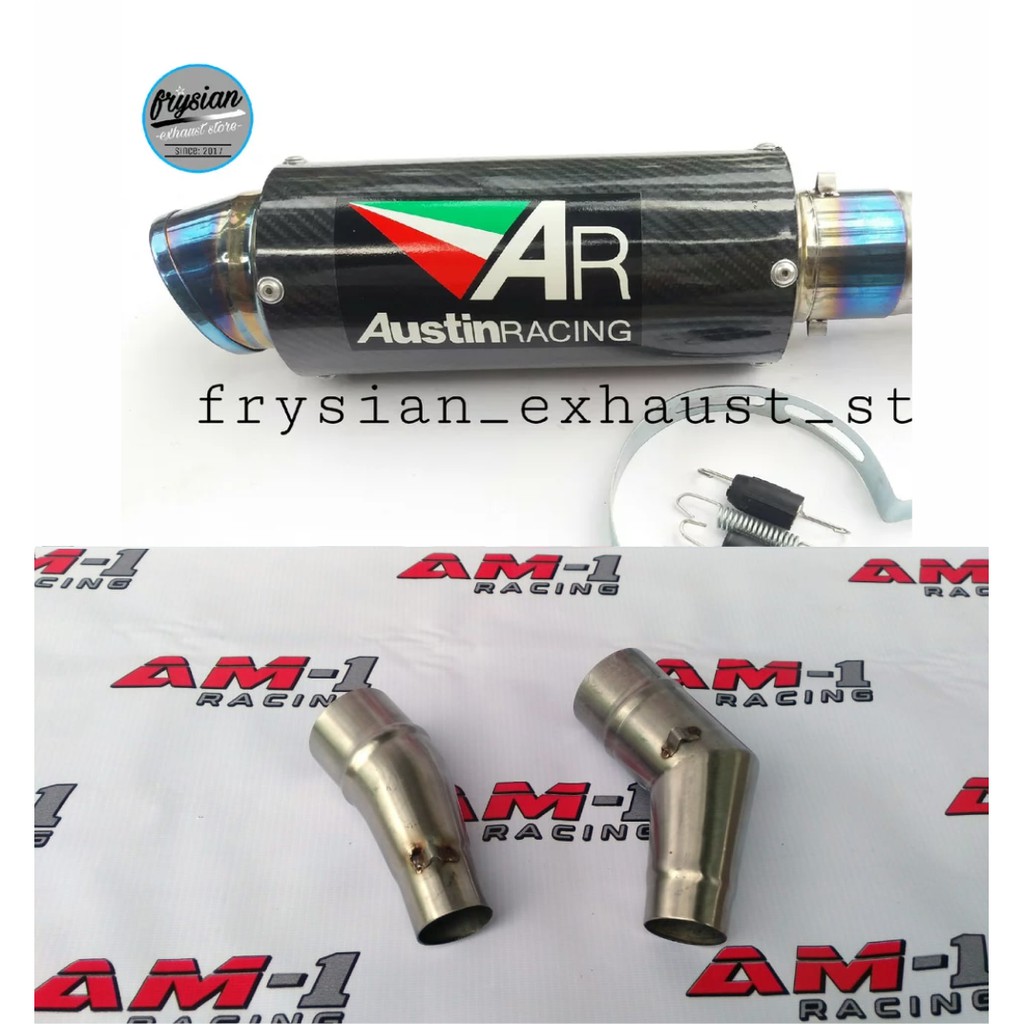 Knalpot Racing Ar Austin Biru Carbon Slip On Ninja 250fi Ninja250 Ninja 250 Fi Karbu SL Mono