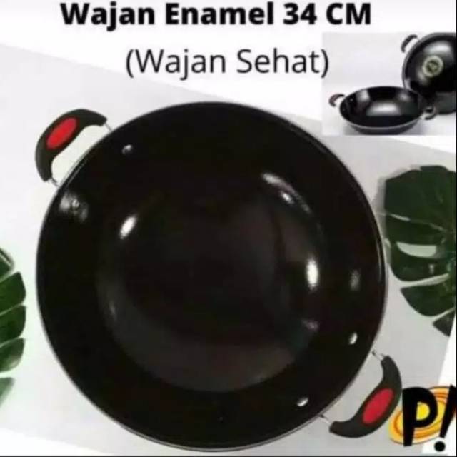 Wajan enamel KUPING ukuran 32cm,34cm dan 36cm