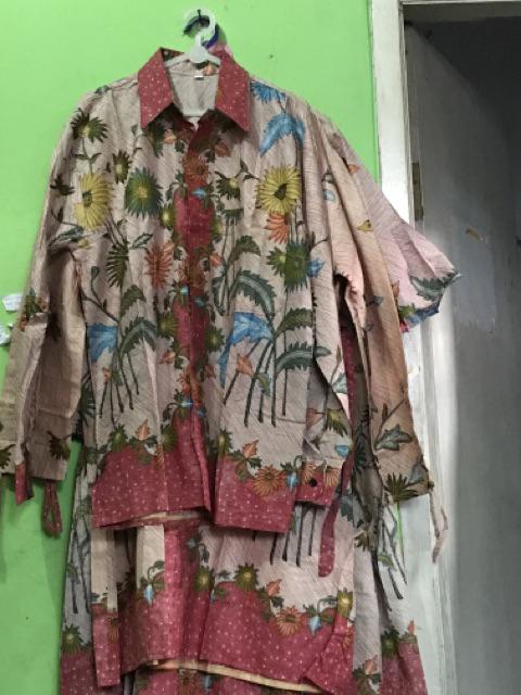 Batik Couple Keluarga Sania Ruffle Ori Ndoro Jowi Kembang Langit