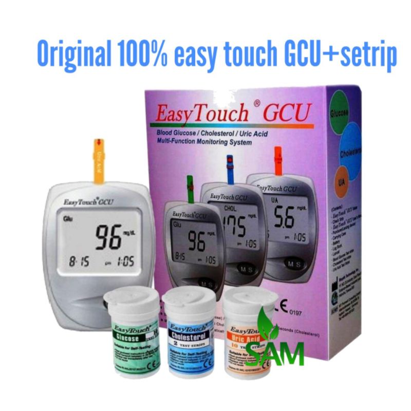 Alat tes darah easy touch GCU 3 in 1 + bonus strip gula darah, kolesterol, asam urat/ easy touch GCU