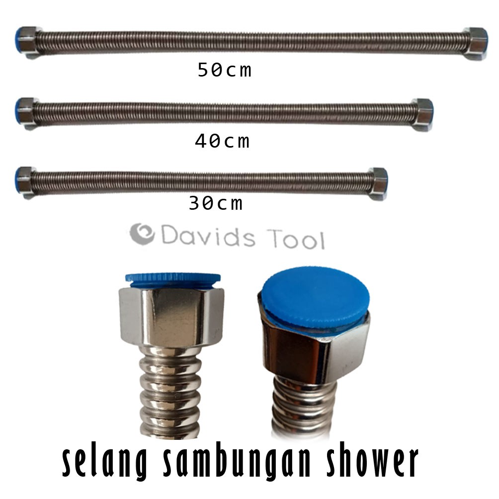 Selang Wastafel Water Heater Hiter Closet Kloset Duduk Fleksibel Air Panas Dingin Flexible Kaku Stainless 1/2 Inch