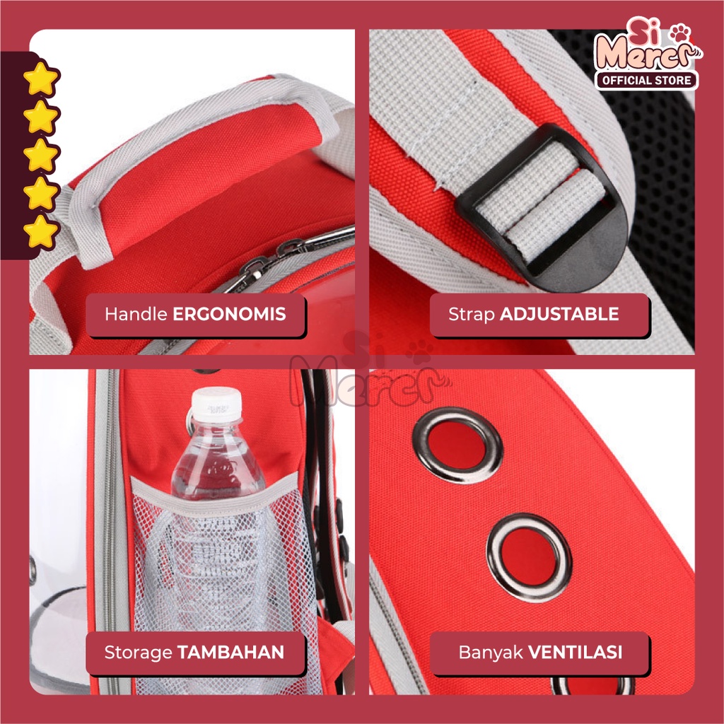Tas Ransel Anjing Kucing Transparan Expand/ Tas Astronot Kucing Anjing / Pet Cargo / Pet Backpack Expandable Besar