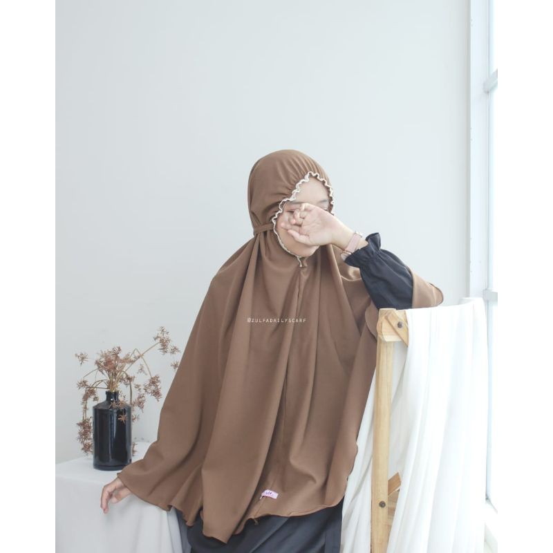 aluna renda serut jumbo bergo maryam serut renda jumbo