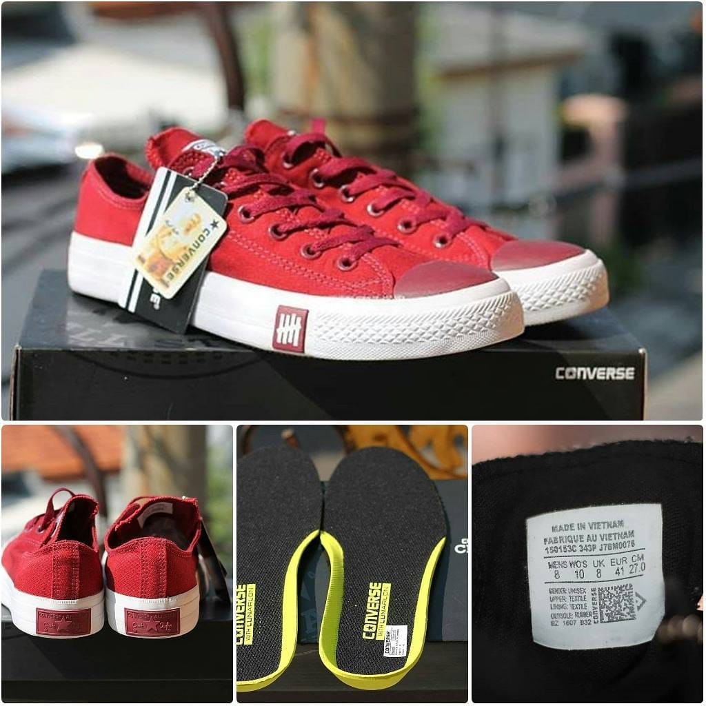 CONVERSE UNDEFEATED PETIR RED MAROON CEWEK COWOK Shopee 