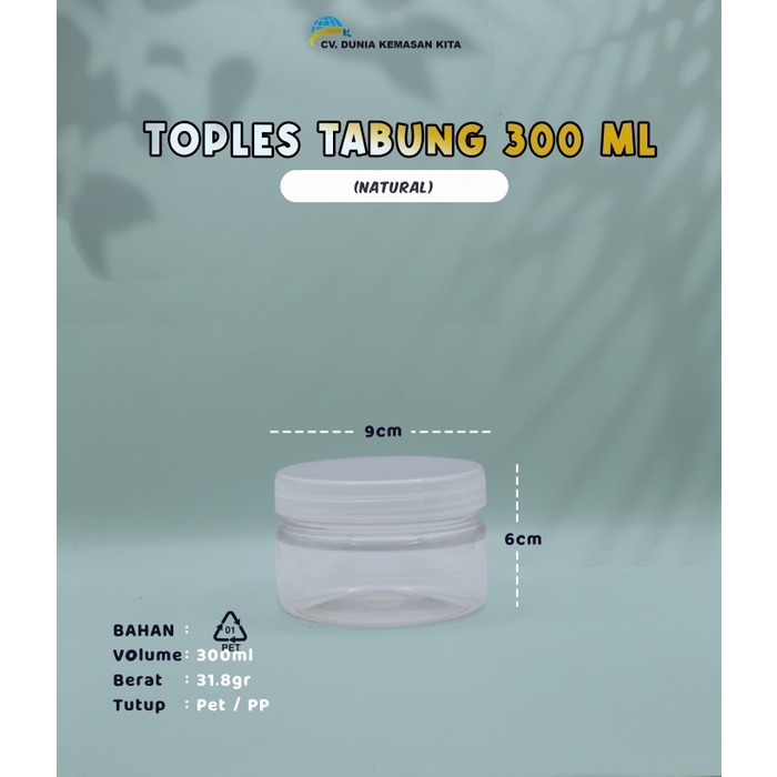 Toples Tabung 300 ml - Toples Plastik PET Bening