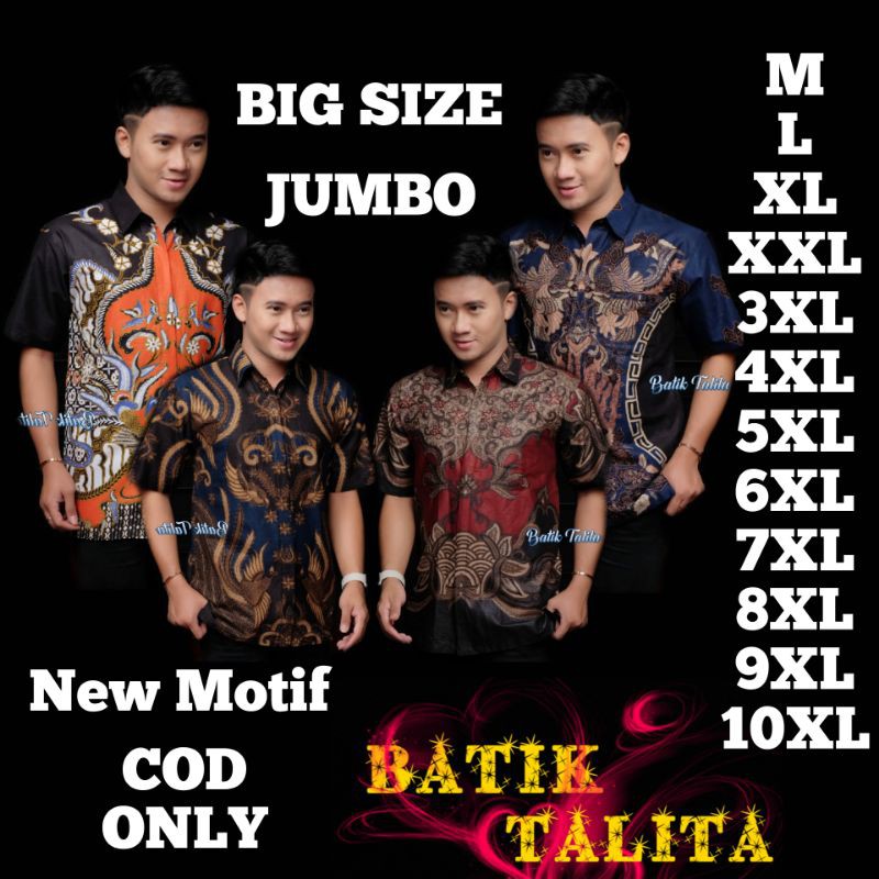 kEMEJA BATIK PRIA LENGAN PENDEK BIG SIZE JUMBO M.L.XL.XXL.3XL.4XL.5XL.6XL.7XL.8XL.9XL.10XL