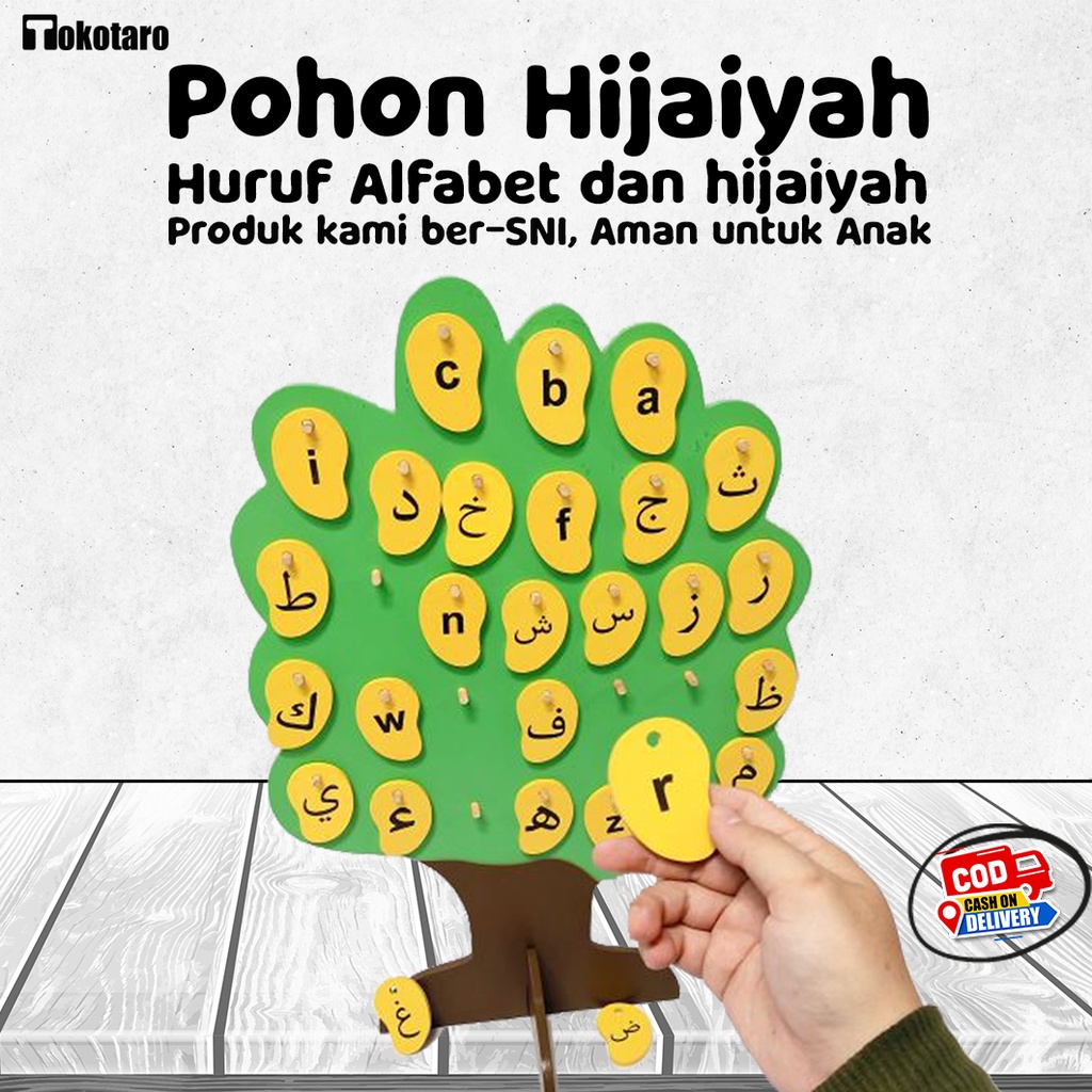 Mainan Kayu Edukasi Pohon Huruf Abjad, Angka dan Hijaiyah Wooden Toys