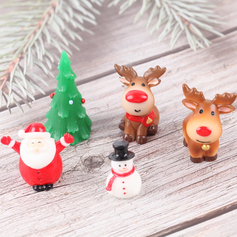 1 Pc Ornamen Bentuk Pohon Natal Rusa Santa Claus Mini Bahan Resin Untuk Dekorasi Rumah