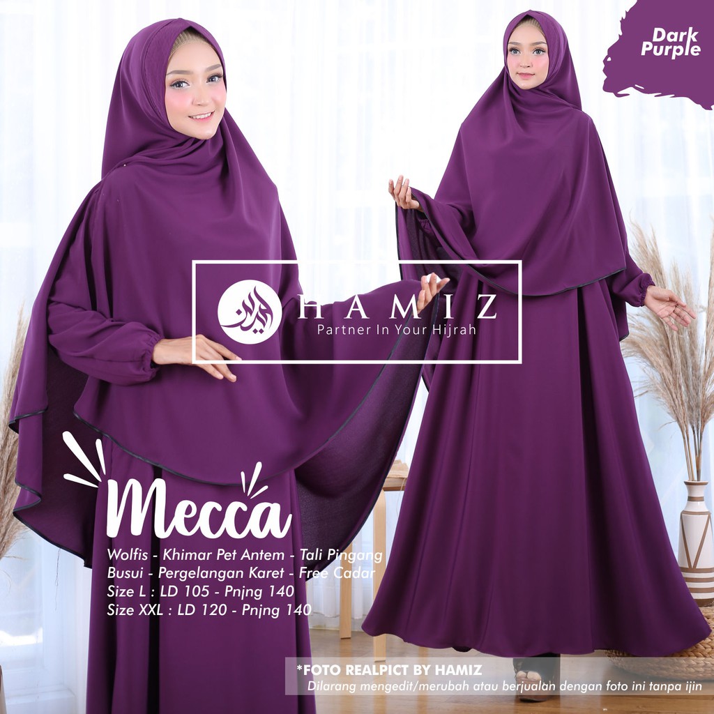 MECCA SYARI gamis set khimar cadar niqab wolfis original terbaru free ongkir HAMIZ-dark purple