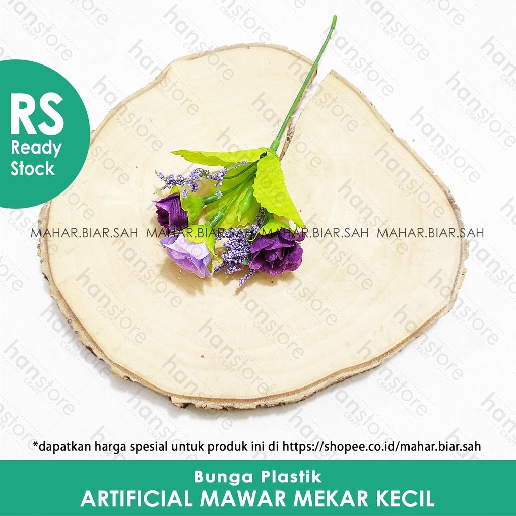 1 Pcs Bunga Artificial Mawar Mekar Kecil / bunga dekorasi mahar / bunga plastik / SHABBY / Dekorasi-Ungu