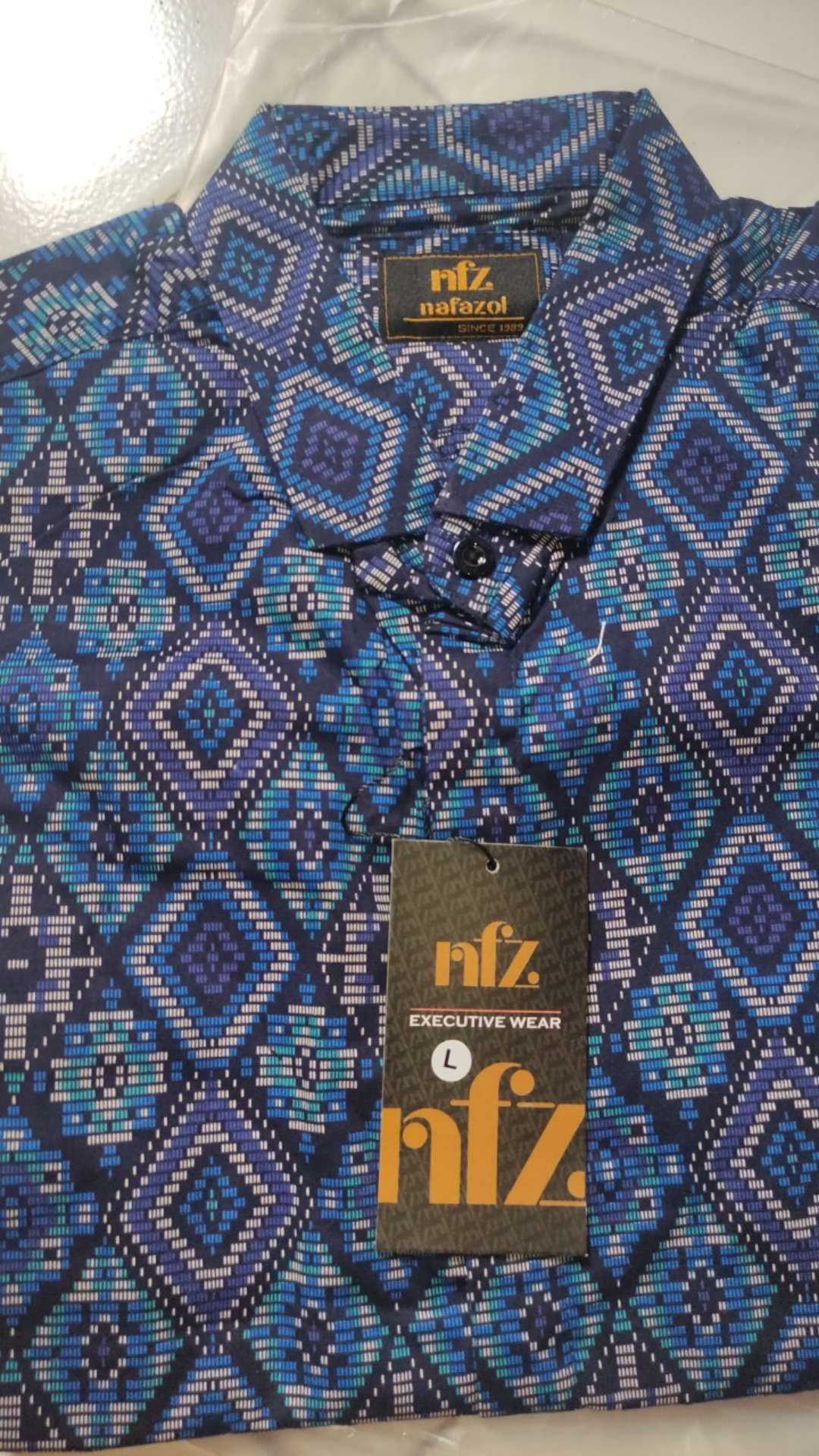 Kemeja Batik Pria Lengan Panjang Long Navy Batik Diamond Murah 4543