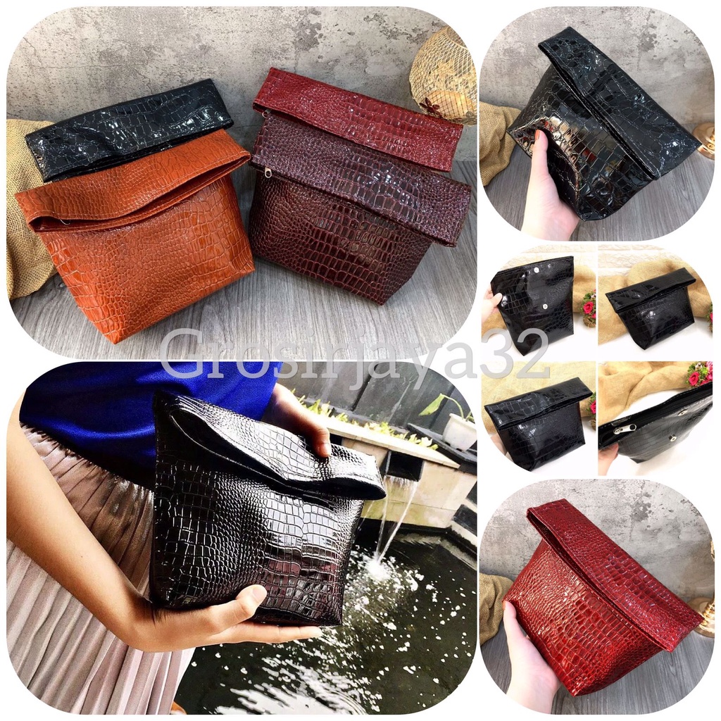 (GROSIRJAYA32) Dompet Pesta Wanita Croco Loisa Clutch murah clutch magnet murah